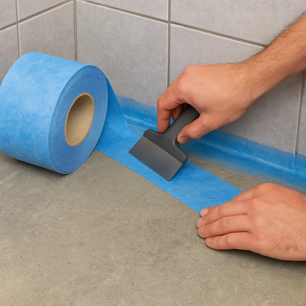 vizszigetelo szalag beepitese furdoszoba sarokba